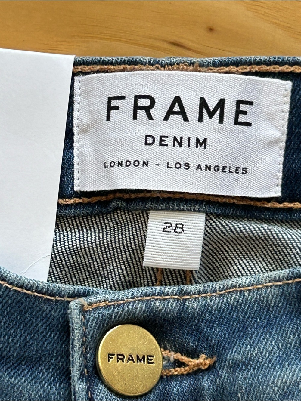 Frame Denim Dark Blue Straight-Leg Jeans with Frayed Hem Size 28 NWT - Picture 2 of 7